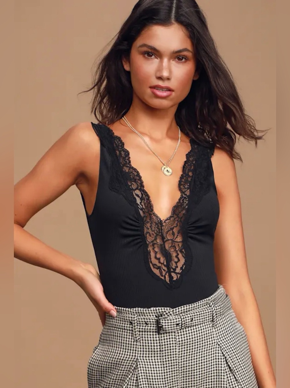 Free People First Call Black Lace Bodysuit Small